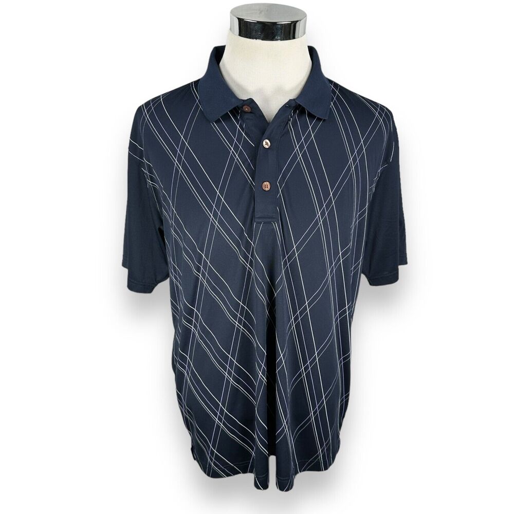 Page Tuttle Polo Shirt Mens‎ XL Stoney Point The Links Striped Golf Navy Blue